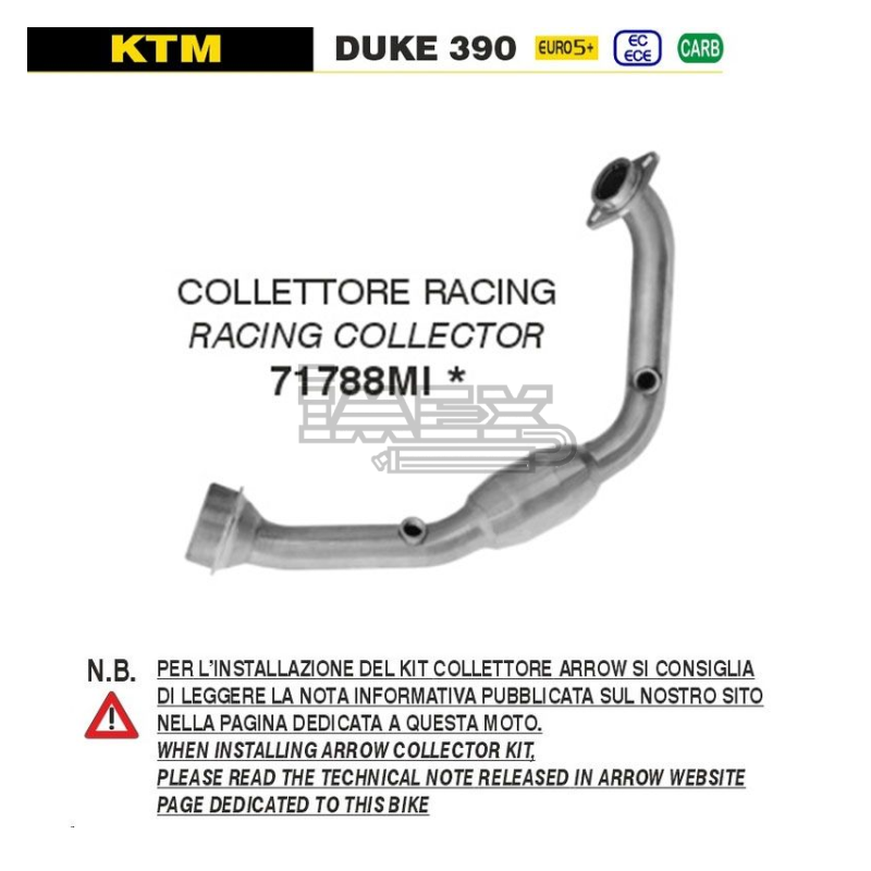 Collecteur sans catalyseur Arrow KTM 390 Duke 2024-...